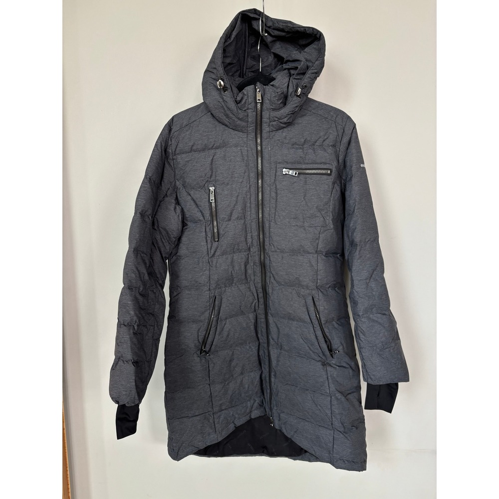 Orolay Womens Down Long Puffer Jacket Charcoal Gray Heather Hooded Parka Size M